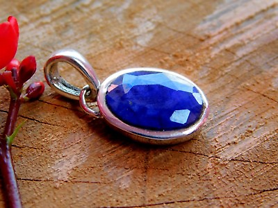 #ad 925 Sterling Silver Jewelry Genuine Silver Pendant With Corundum Blue Sapphire