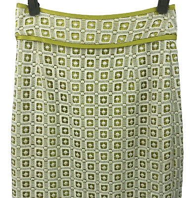 #ad Antonio Melani Womens Pencil Skirt Crochet Overlay Light Green Underlay Size 0