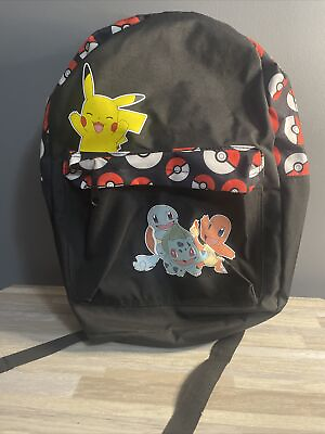#ad Pokemon Backpack Adjustable Straps Black 2020 BioWORLD Very Clean