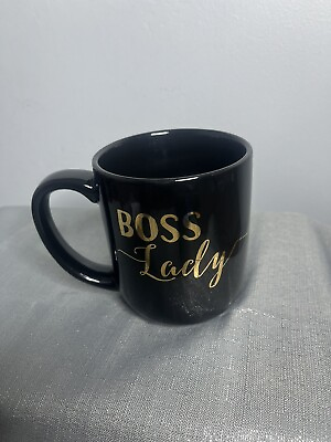 #ad Boss Lady Black and Gold Large Handle Coffee Cup Tea Mug