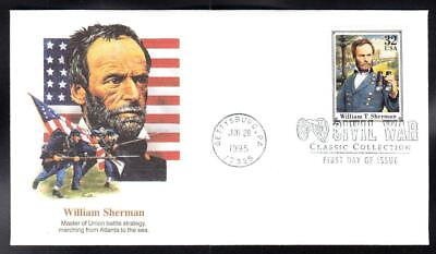 #ad CIVIL WAR UNION GENERAL WILLIAM SHERMAN Stamp First Day Cover B7823