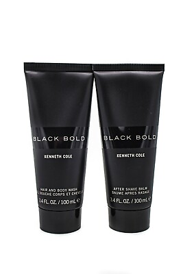 Kenneth Cole Black Bold After Shave Balm amp; Hair Body Wash Combo 3.4 Oz Each $14.00