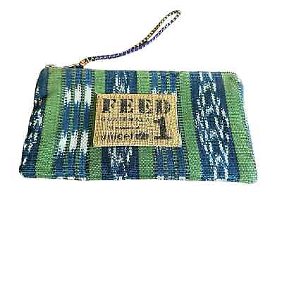 #ad FEED Guatemala Woven Cosmetic Pouch Tassel green blue