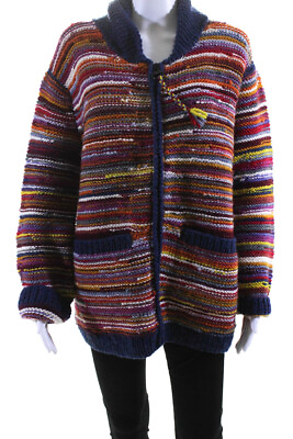 #ad Frantic Andrea Venturini Womens Thick Knit Sweater Jacket Multicolor Medium
