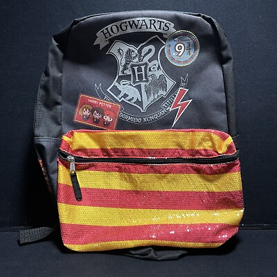 #ad Harry Potter Hogwarts Backpack Book Bag School Bag Black Bag Pre Owned