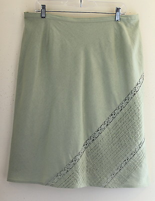 #ad NWT Norton Celery Bias Micro Pleated Romantic Lace Art to Wear Linen Skirt Sz 2X