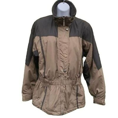 #ad Columbia womens waisted bomber windbreaker jacket brown black size S
