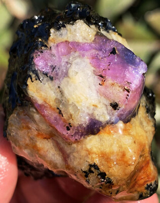 #ad 85.6g Gemmy Natural Purple amp; Blue Corundum Crystal Specimen ie2011