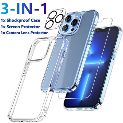 For iPhone 14 13 12 11 Pro Max Shockproof Case amp;Screen Protector amp; Camera Len $7.99