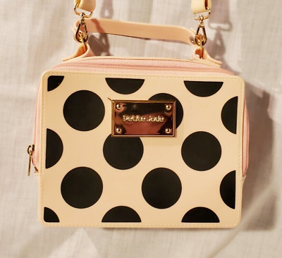 #ad Petite Jolie Pink Black Polka dots Rubber Handbag Shoulder bag Cross Body Purse