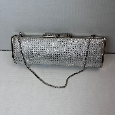 #ad Women Evening Clutch Silver Crystal Bag