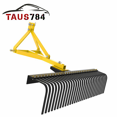 #ad 3 Point 60#x27;#x27; Landscape Rock Rake for Category 1 Tractor Attachment Gravel Lawn