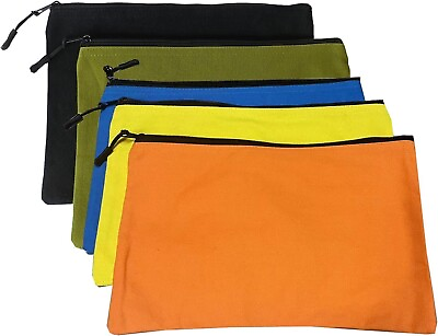 #ad 5 Pack Canvas Zipper Pouch Tool Bag Heavy Duty Utility Bags Tote Bag