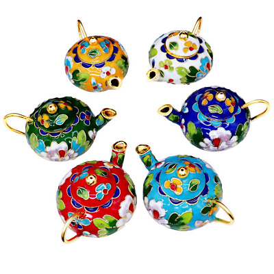 #ad collectable set 6PCS beautiful Cloisonne Enamel Teapots MiNi Ornament