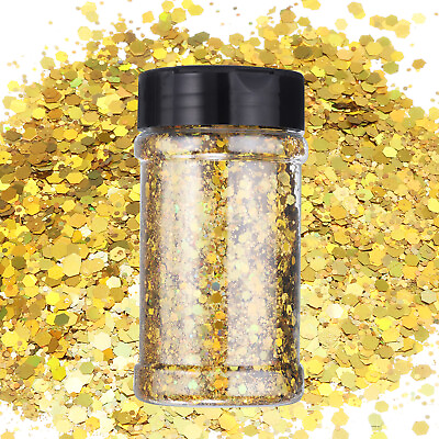 #ad 3.5 Oz 100g Gold Holographic Glitters for Cosmetic Art Festival Decoration