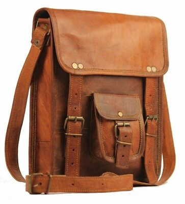 #ad Satchel Handmade Goat Leather Messenger Laptop Brown Shoulder Vintage Bag