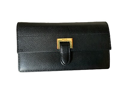 #ad Lauren Ralph Lauren Women#x27;s Black Leather Wallet Card Holder