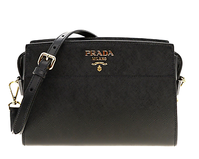 #ad Prada Esplanade Crossbody Black Saffiano Leather 1BH104 New