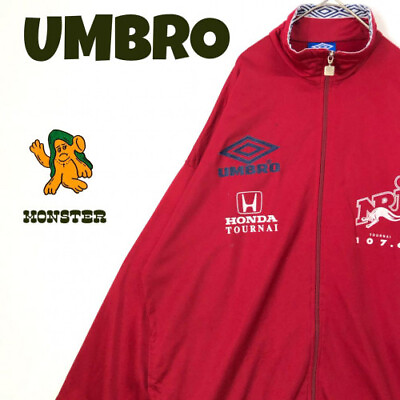 #ad 1521 90s Umbro Honda Embroidered Logo Jersey Track Jacket Red
