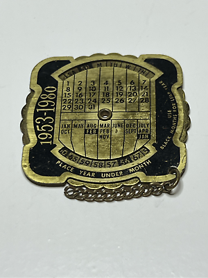 #ad Metal Perpetual Pocket Calendar Keychain Vintage 1953 1980