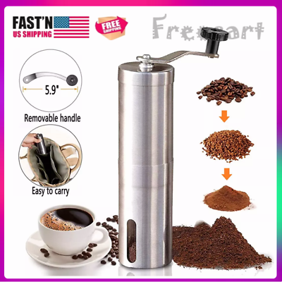 #ad Manual Coffee Bean Grinder Stainless Steel Hand Coffee Mill Ceramic Burr US Ship