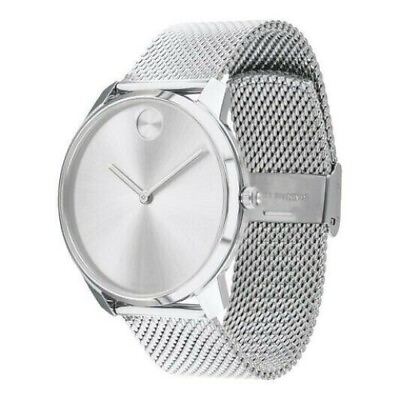 #ad MOVADO BOLD 3600260 SILVER SUNRAY DIAL STAINLESS MESH BAND MENS SWISS WATCH
