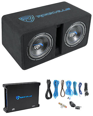 #ad Rockville DK510 PACKAGE Dual 10quot; 2400w K5 Car Subwoofer EnclosureDB12 Amplifier