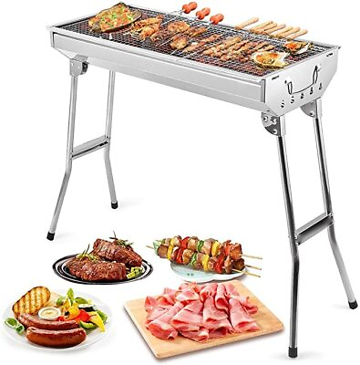 #ad BBQ Barbecue Grill Folding Portable Charcoal Stove Camping Yard Outdoor