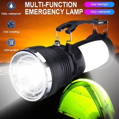 #ad Solar Power Rechargeable LED Flashlight Camping Lantern Hiking Tent Light Lamp
