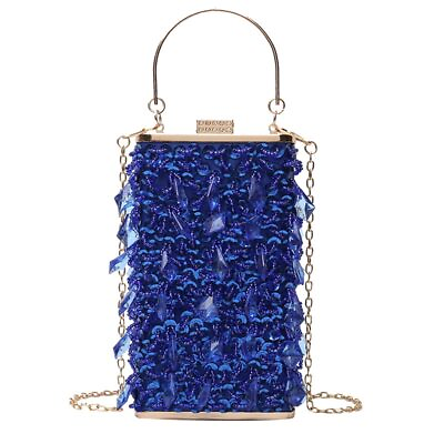 Crystal Blue Clutch Bags Women Party Chain Shoulder Bags Evening Handbag $51.76