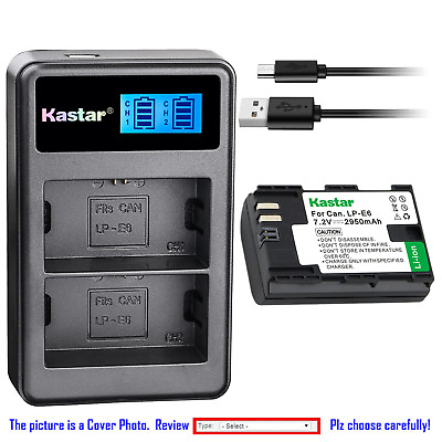 #ad Kastar Battery LCD Dual Charger for Canon LP E6 LPE6N LC E6E Canon EOS 6D Camera