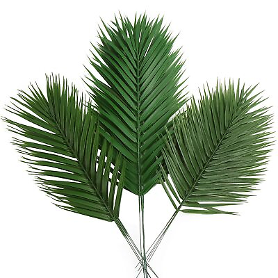 #ad 12 PCS Artificial Palm Leaves Assorted Sizes Faux Large Palm Fronds Fake Tro...