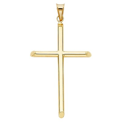 #ad Genuine Real 14K Yellow Gold Latin Cross Jesus Crucifix Religious Charm Pendant