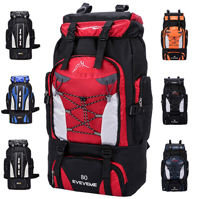 80L 100L Outdoor Hiking Backpack Camping Rucksack Waterproof Shoulder Travel Bag