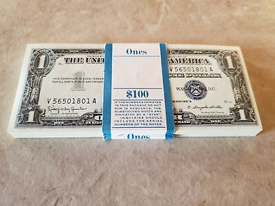 #ad ✯ $1 Silver Certificate Uncirculated Lot ✯ Crisp UNC Consecutive From Pack Old ✯