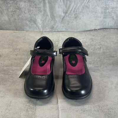 #ad PETALIA Little Girl#x27;s Black Round Toe Slip On School Shoes SZ 11