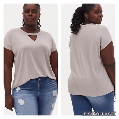 #ad Torrid Taupe Keyhole Dolman Top Size 3X