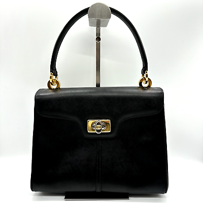 #ad Vintage Gucci Handbag Top Handle Bag Leather Black Authentic