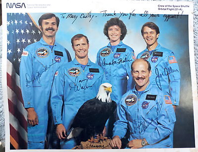 #ad Autographed NASA Photograph Photo Space Shuttle Crew Orbital Flight 51 A