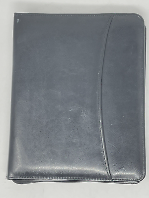 #ad Vintage AT A GLANCE Black Leather Planner Folio 10 X 8quot; Planner Cover 7 Rings