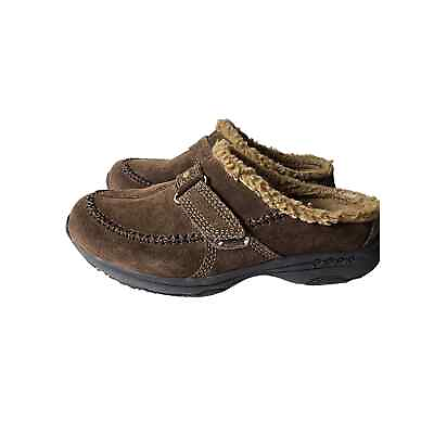 #ad EASY SPIRIT Women#x27;s Taupe Brown Frost Clog Slip On Leather Shoe SZ 8
