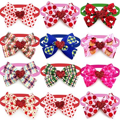 #ad Valentine#x27;s Day Dog Collar Bows Puppy Cat Necktie Cute Adjustable Bowknot 50pcs
