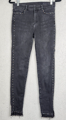 #ad ALLSAINTS Jeans Womens Size 25 Black Miller Studded Jean Dark Wash Denim 27X25quot;