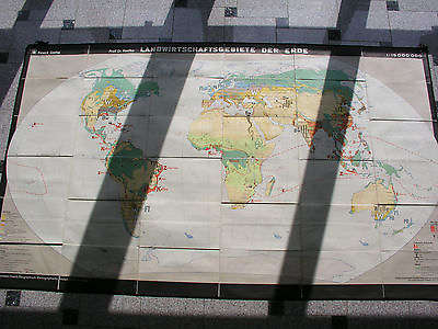 #ad Schulwandkarte Old World Map Landschaftsgebiete 240x143 Vintage 1970