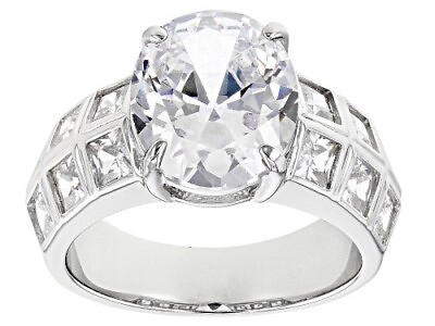 #ad BELLA LUCE 9.01CTW WHITE DIAMOND SIMULANTS PLATINUM OVR STERLING SILVER RING SZ6