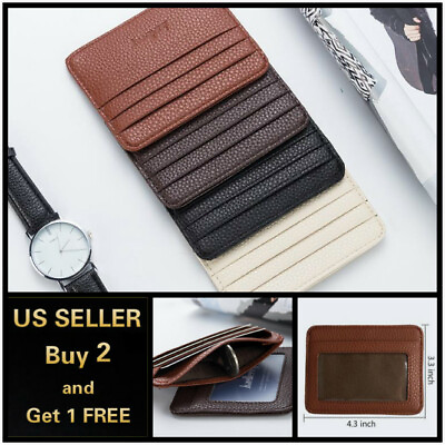 #ad Leather Slim Flat Wallet Card Case Card Holder Front Pocket Wallet Credit ID
