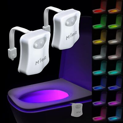 #ad Toilet Light Motion Sensor 16 Colors Changing 2 Pack LED Glow Bowl Inside T...