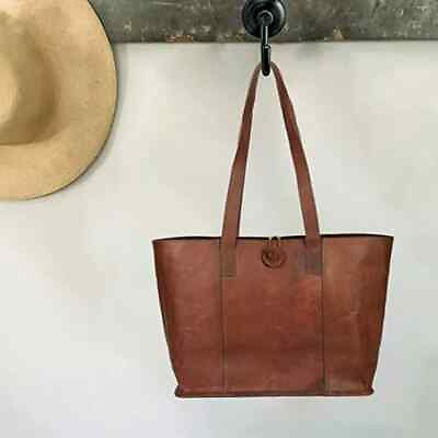 #ad Genuine Brown Leather Women Vintage Looking Tote Shoulder Handmade Purse Bag