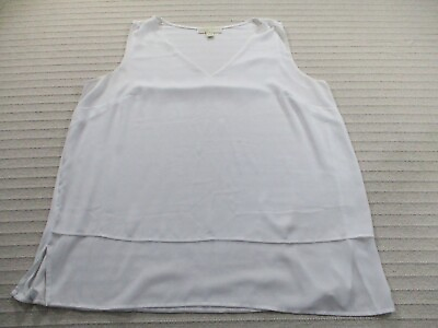 #ad Michael Kors Womens Shirt 1X White Sleeveless Blouse Solid V Neck Vented Tank