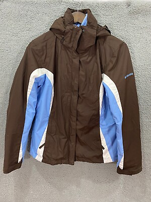#ad Columbia womens winter jacket medium interchange brown blue white hooded